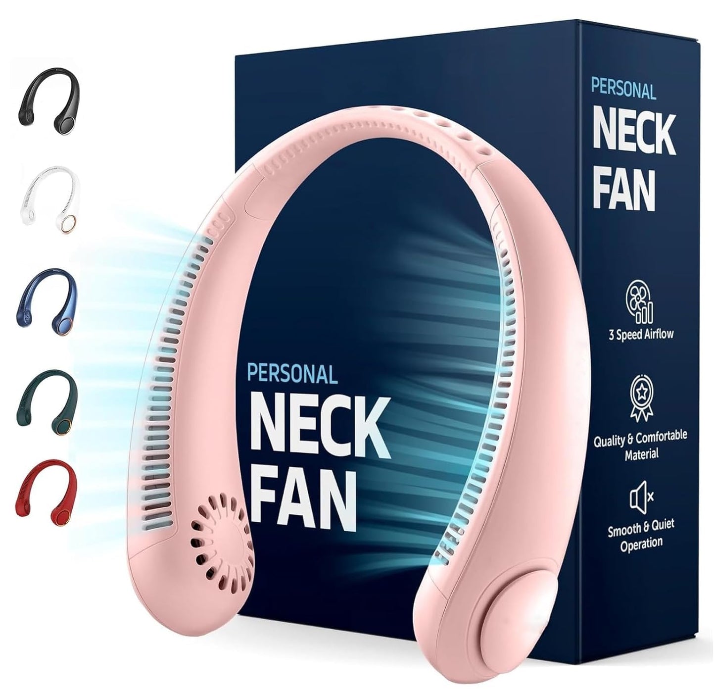 Pamidhar Portable Neck Fan with 3 Speeds Adjustment | Hands-Free Personal Bladeless Fan with Strong Airflow | USB Rechargeable | Neck Wearable Cooling Fan for Indoor & Outdoor Uses (Multi)