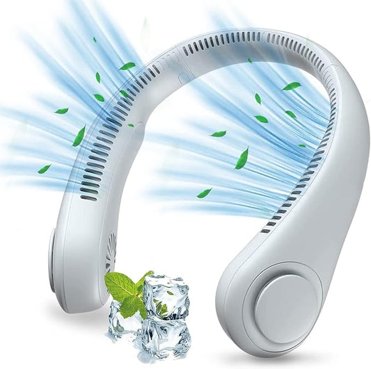 Pamidhar Portable Neck Fan with 3 Speeds Adjustment | Hands-Free Personal Bladeless Fan with Strong Airflow | USB Rechargeable | Neck Wearable Cooling Fan for Indoor & Outdoor Uses (Multi)